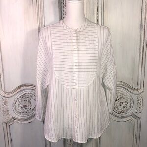 Mossimo Mid Sleeve Stripes Drop Shoulder Button Down Blouse Size Medium
